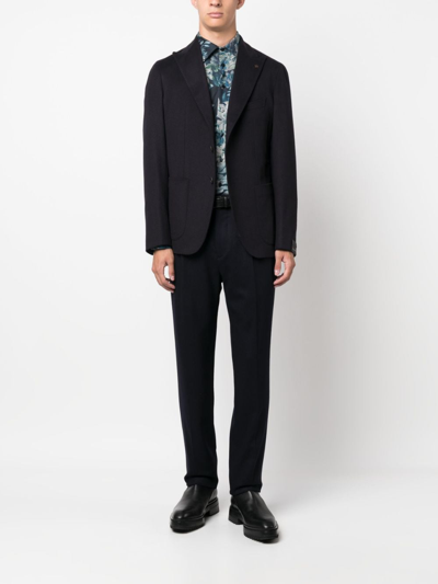 Tagliatore Tailored Jacket With Notched Lapels In Blue