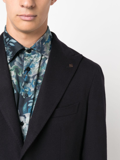 Tagliatore Tailored Jacket With Notched Lapels In Blue