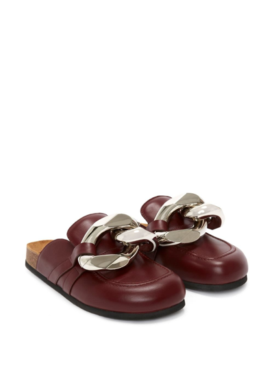 Shop Jw Anderson Chain Leather Mules In Brown