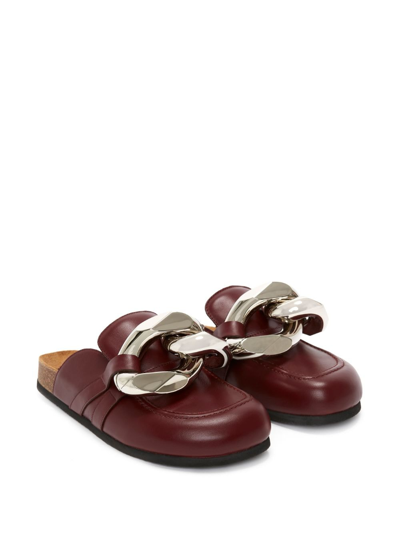 Jw Anderson Chain Leather Mules In Brown