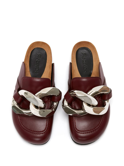 Shop Jw Anderson Chain Leather Mules In Brown