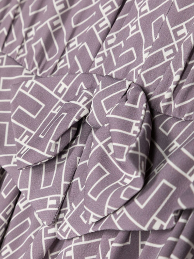 Shop Elisabetta Franchi La Mia Bambina Monogram-pattern Long-sleeved Dress In Purple