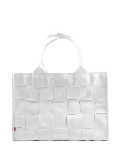 Shop Supreme Large Woven Tote Bag In White