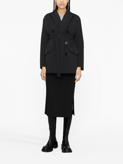 Shop Sacai Belted Double-breasted Blazer In Black
