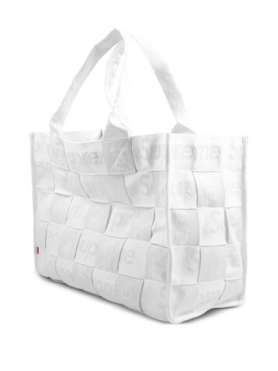 Shop Supreme Large Woven Tote Bag In White