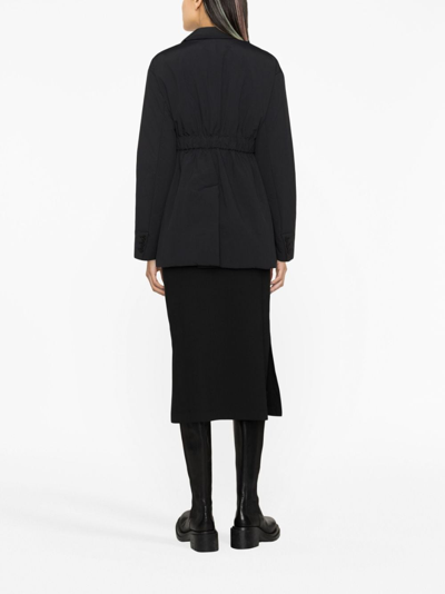 Sacai Belted Double-breasted Blazer In Black