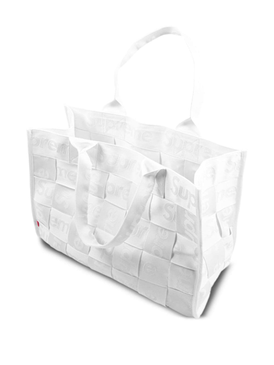 Shop Supreme Large Woven Tote Bag In White