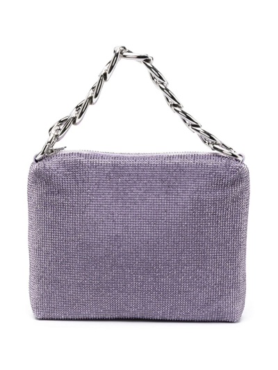 Shop Patrizia Pepe Maxichain Rhinestone-embellished Tote Bag In Purple