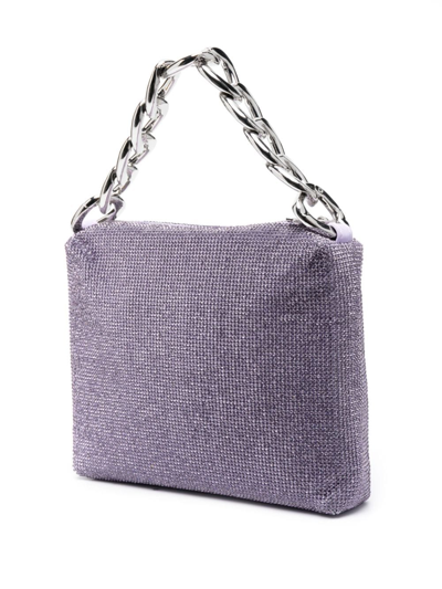 Shop Patrizia Pepe Maxichain Rhinestone-embellished Tote Bag In Purple