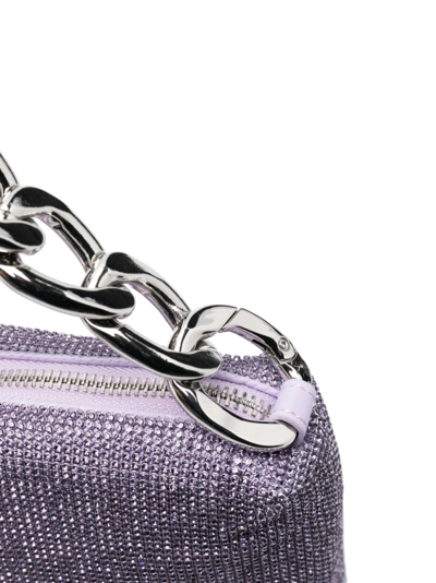 Shop Patrizia Pepe Maxichain Rhinestone-embellished Tote Bag In Purple