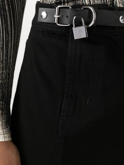 Shop Jw Anderson Padlock-detail Cotton Denim Skirt In Black
