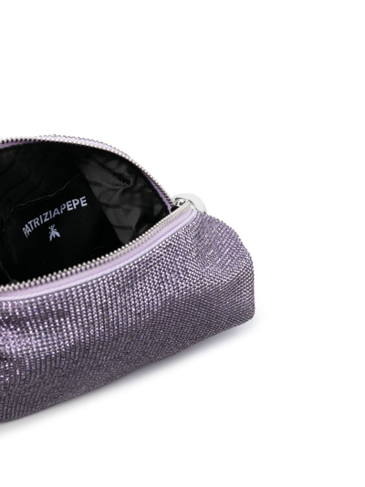 Shop Patrizia Pepe Maxichain Rhinestone-embellished Tote Bag In Purple