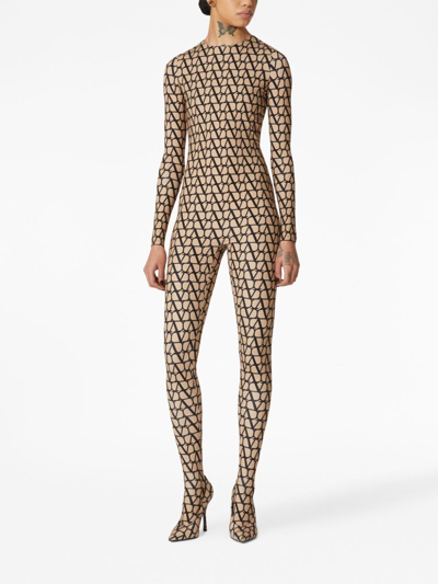Shop Valentino Toile Iconographe Jersey Jumpsuit In Neutrals