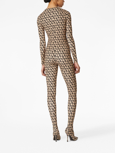 Shop Valentino Toile Iconographe Jersey Jumpsuit In Neutrals