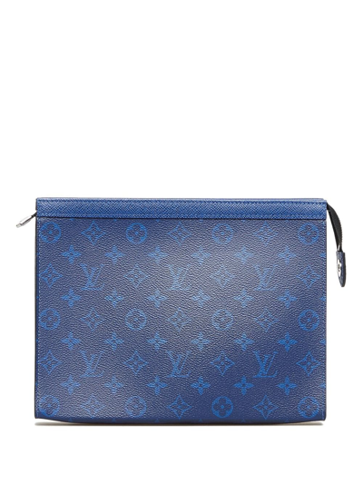 Pre-owned Louis Vuitton  Monogram Taigarama Pochette Voyage Mm Clutch In Blue