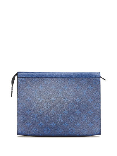 Pre-owned Louis Vuitton  Monogram Taigarama Pochette Voyage Mm Clutch In Blue