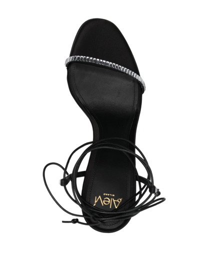 Shop Alevì Kiki 120mm Crystal Leather Sandals In Black