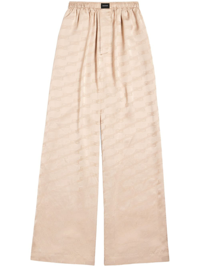 Shop Balenciaga Bb Monogram Pajama Trousers In Neutrals