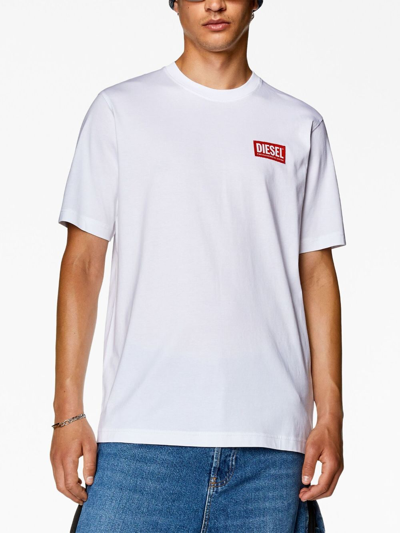Shop Diesel T-just-nlabel Logo-appliqué T-shirt In White