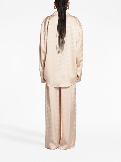 Shop Balenciaga Bb Monogram Pajama Trousers In Neutrals