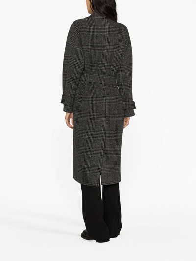 P.a.r.o.s.h Check Pattern Long Coat In Grey
