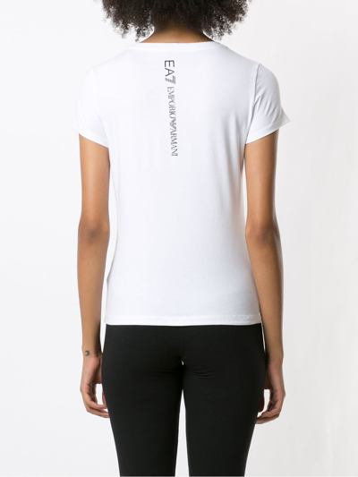 Shop Ea7 Scoop-neck Logo T-shirt In White