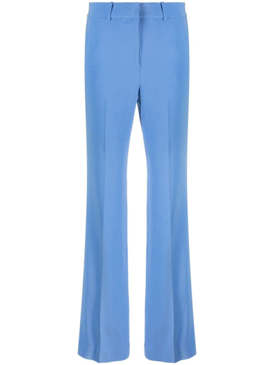 Shop Michael Michael Kors Tailored-cut Straight-leg Trousers In Blue