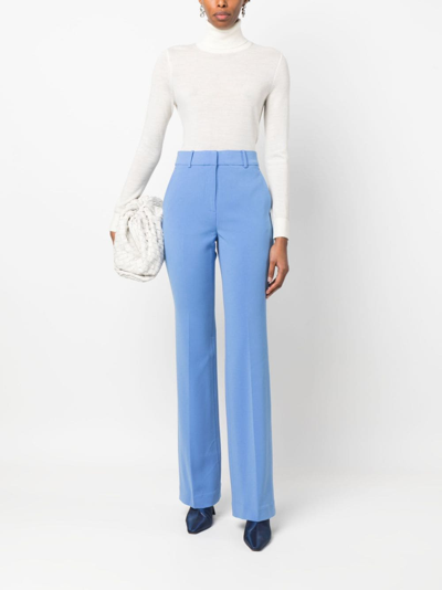 Shop Michael Michael Kors Tailored-cut Straight-leg Trousers In Blue