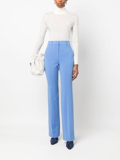 Michael Michael Kors Tailored-cut Straight-leg Trousers In Blue