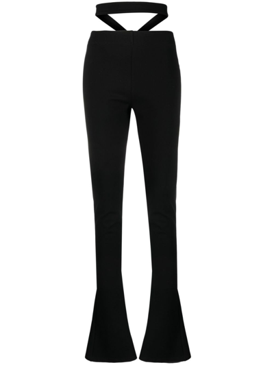 Shop Andreädamo Cut-out Flared Trousers In Black