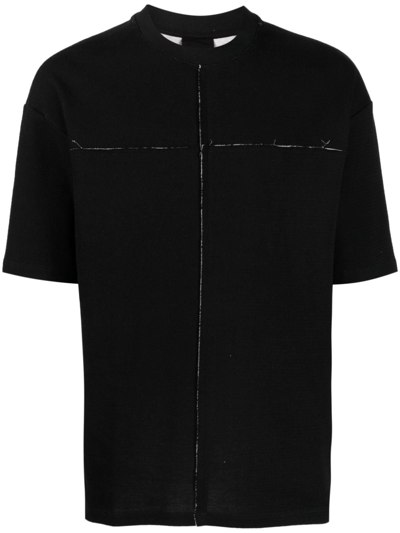 Shop Thom Krom Patchwork Cotton-blend T-shirt In Black