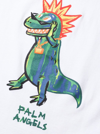 Shop Palm Angels Dinosaur-print Cotton T-shirt In White