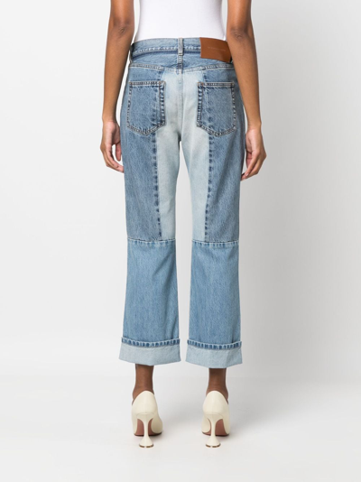 Shop Victoria Beckham Straight-leg Patchwork Jeans In Blue