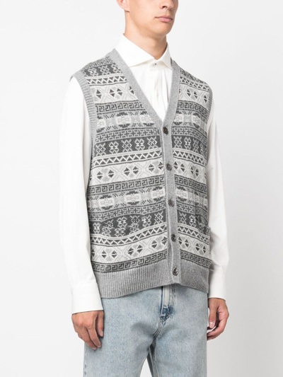 Shop Polo Ralph Lauren Fair Isle Intarsia-knit Waistcoat In Grey