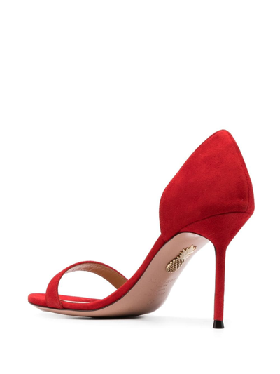 Shop Aquazzura Uptown 90mm Leather Sandals In Red