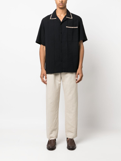 Shop Nn07 Contrasting-trim Cotton Shirt In Black