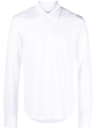 Shop Orlebar Brown Giles Piqué Cotton Shirt In White