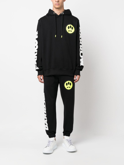 Shop Barrow Logo-print Cotton Hoodie In Black