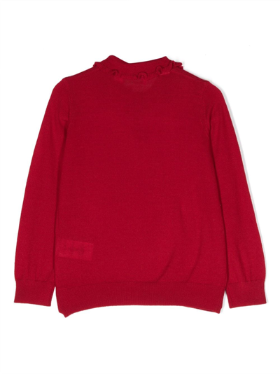 Shop Bonpoint Ruffle-collar Wool Jumper In Red