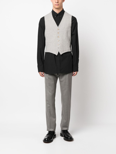 Shop Polo Ralph Lauren Herringbone Wool-blend Waistcoat In Grey