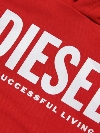 Shop Diesel Lsfort Di Logo-print Hoodie In Red