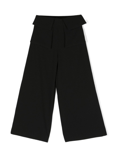 Shop Elisabetta Franchi La Mia Bambina Flap-pockets Straight-leg Trousers In Black