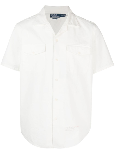 Shop Polo Ralph Lauren Camp-collar Buttoned Shirt In White