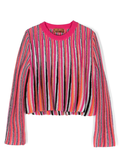Shop Missoni Striped Intarsia-knit Jumper In Pink