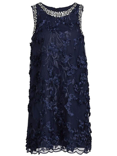 Shop Badgley Mischka Floral-embroidery Embellished Dress In Blue