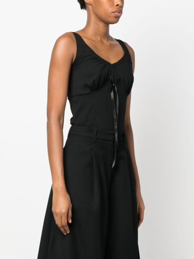 Shop Simone Rocha Bow-detail Cotton Bodysuit In Black