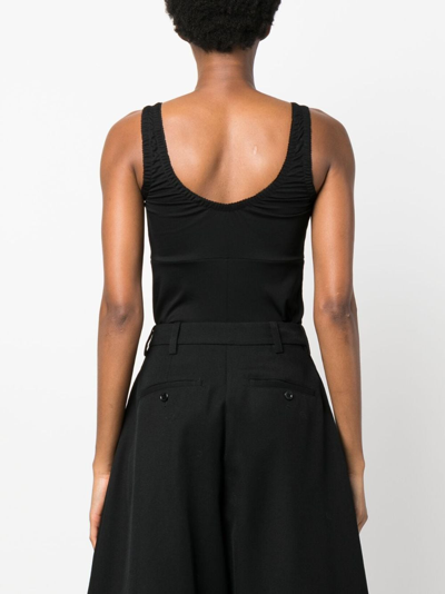 Shop Simone Rocha Bow-detail Cotton Bodysuit In Black