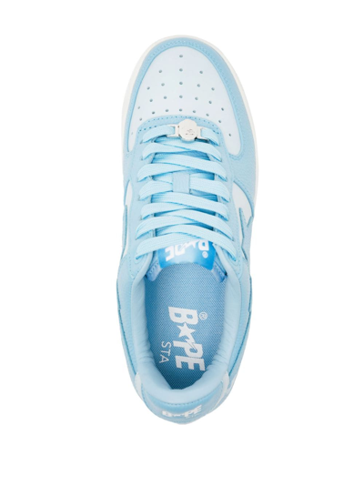 Shop A Bathing Ape Logo-patch Leather Sneakers In Blue