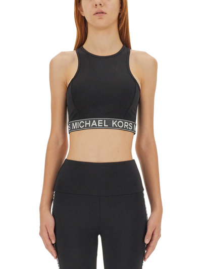 Shop Michael Michael Kors Tops With Logo In Black