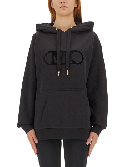 Shop Michael Michael Kors Flocked Logo Sweatshirt In Black